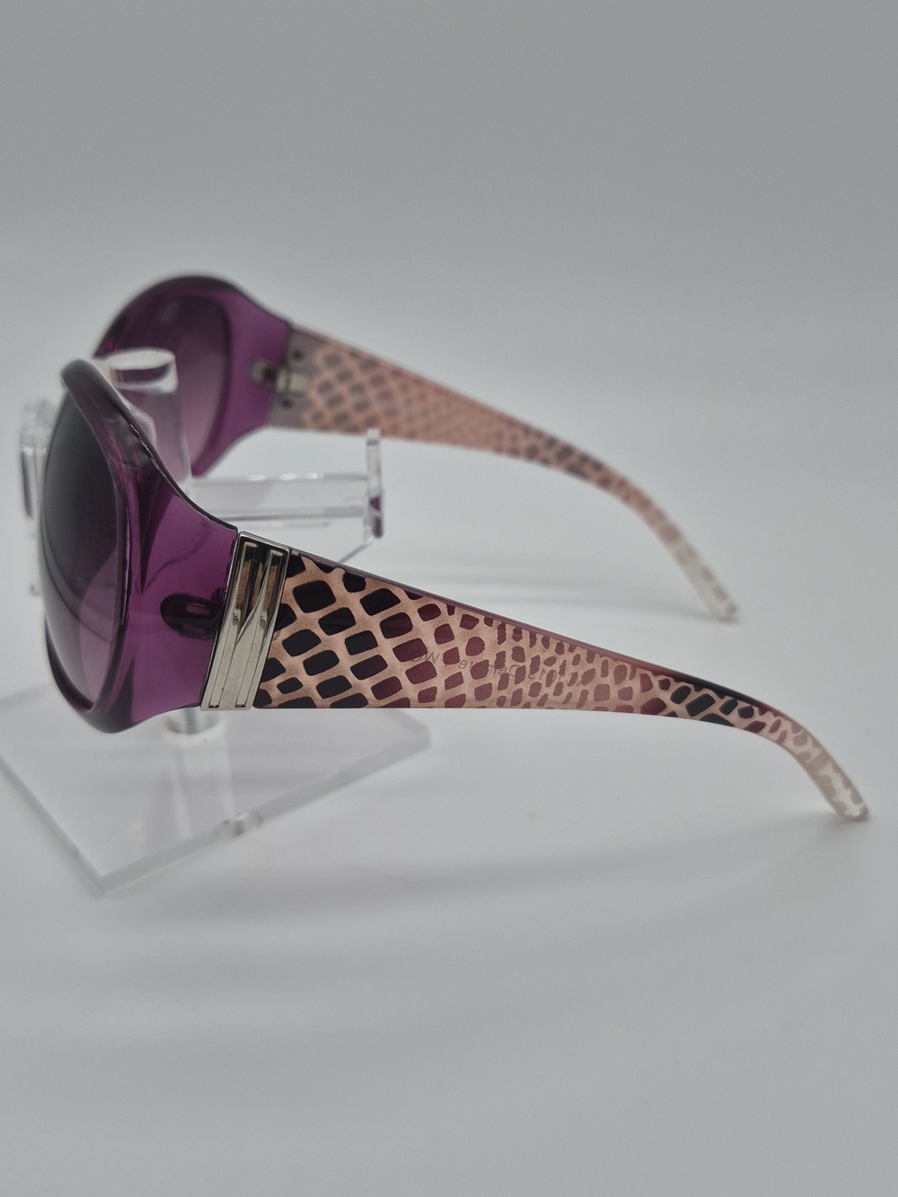 Foster Grant Purple Lens Sunglasses with Beige Animal-Print Temples